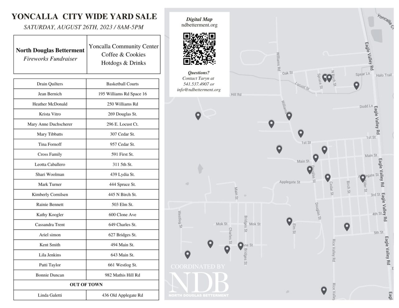 Yoncalla CityWide Yard Sale North Douglas Betterment